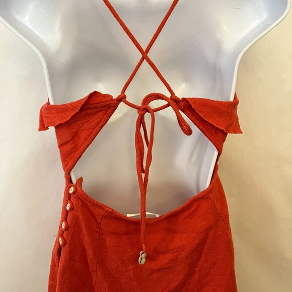 Free People More Than a Mini Dress Coral Orange Gauze Cotton Small Boho Beach - Picture 7 of 12